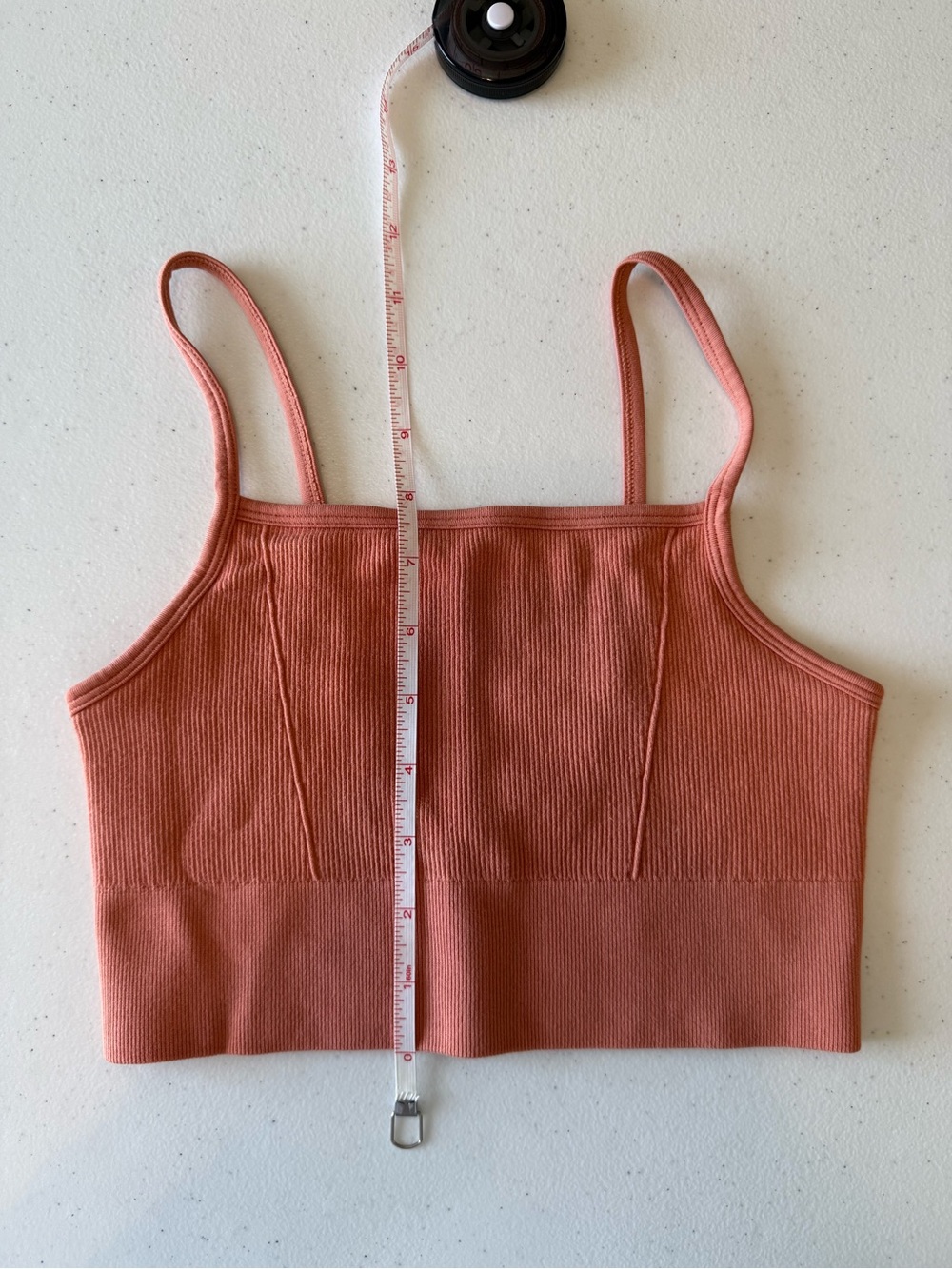 Ribbed Square-Neck Cropped Tank Top - Rust - Picture 3 of 4